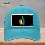 Thumbs Up Novelty License Plate Hat Unconstructed Cotton Lake Blue