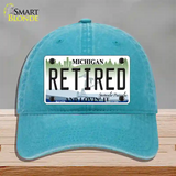 Retired Michigan State Novelty License Plate Hat Unconstructed Cotton / Lake Blue