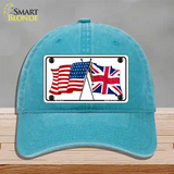 United States Britain Crossed Flags Novelty License Plate Hat Unconstructed Cotton / Lake Blue