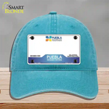 Puebla Mexico Novelty License Plate Hat Unconstructed Cotton / Lake Blue