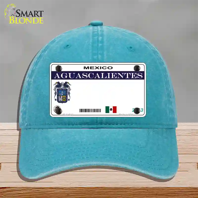 Aguascalientes Mexico Novelty License Plate Hat Unconstructed Cotton / Lake Blue