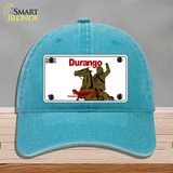 Durango Mexico Novelty License Plate Hat Unconstructed Cotton / Lake Blue