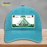 Yucatan Mexico Novelty License Plate Hat Unconstructed Cotton / Lake Blue