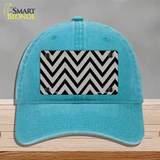 Grey Black Chevron Novelty License Plate Hat Unconstructed Cotton / Lake Blue