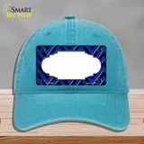 Blue Black Chevron Scallop Novelty License Plate Hat Unconstructed Cotton / Lake Blue