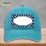 Light Blue Black Chevron Scallop Novelty License Plate Hat Unconstructed Cotton / Lake Blue