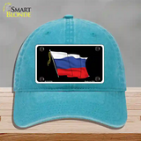 Russian Waving Flag Novelty License Plate Hat Unconstructed Cotton / Lake Blue