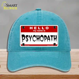Psychopath Novelty License Plate Hat Unconstructed Cotton / Lake Blue