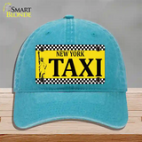New York Taxi Novelty License Plate Hat Unconstructed Cotton / Lake Blue