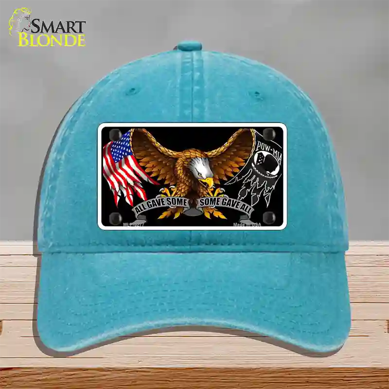 POW MIA All Gave Some Some Gave All Novelty License Plate Hat Unconstructed Cotton / Lake Blue
