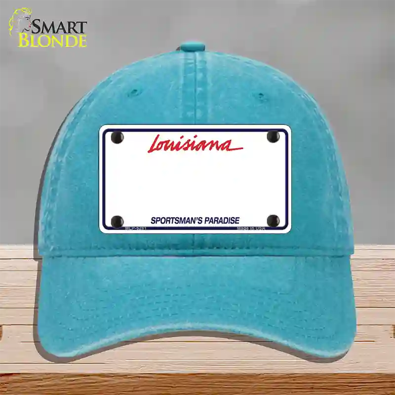 Louisiana Sportsman Blank Plate Novelty License Plate Hat Unconstructed Cotton / Lake Blue