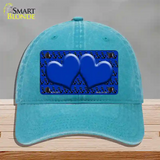 Blue Black Anchor Blue Heart CenterNovelty License Plate Hat Unconstructed Cotton / Lake Blue