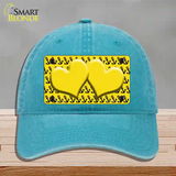 Yellow Black Anchor Yellow Heart Center Novelty License Plate Hat Unconstructed Cotton / Lake Blue