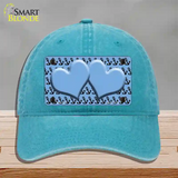 Light Blue Black Anchor Light Blue Heart Center Novelty License Plate Hat Unconstructed Cotton / Lake Blue