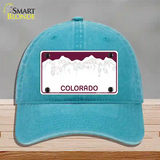 Colorado State Blank Novelty License Plate Hat Unconstructed Cotton / Lake Blue