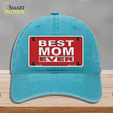 Best Mom Ever Red Novelty License Plate Hat Unconstructed Cotton / Lake Blue