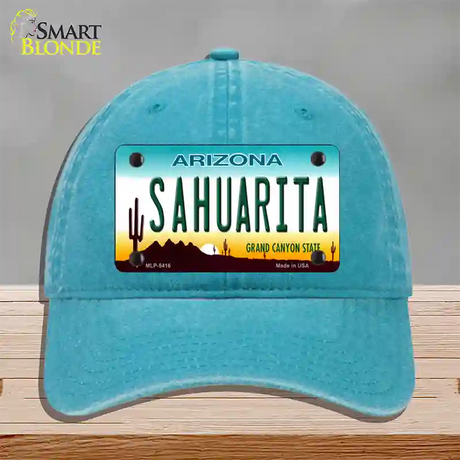 Sahuarita Arizona Novelty License Plate Hat Unconstructed Cotton / Lake Blue