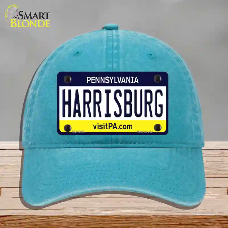 Harrisburg Pennsylvania State Novelty License Plate Hat Unconstructed Cotton / Lake Blue