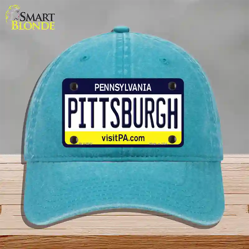 Pittsburgh Pennsylvania State Novelty License Plate Hat Unconstructed Cotton / Lake Blue