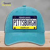 Pittsburgh Pennsylvania State Novelty License Plate Hat Unconstructed Cotton / Lake Blue