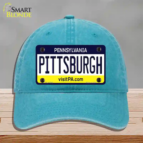 Pittsburgh Pennsylvania State Novelty License Plate Hat Unconstructed Cotton / Lake Blue