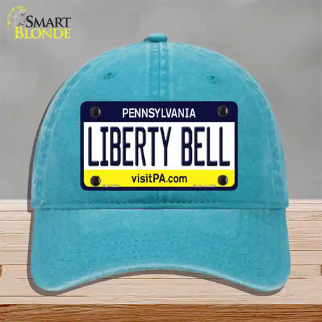 Liberty Bell Pennsylvania State Novelty License Plate Hat Unconstructed Cotton / Lake Blue