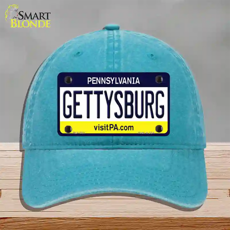 Gettysburg Pennsylvania State Novelty License Plate Hat Unconstructed Cotton / Lake Blue