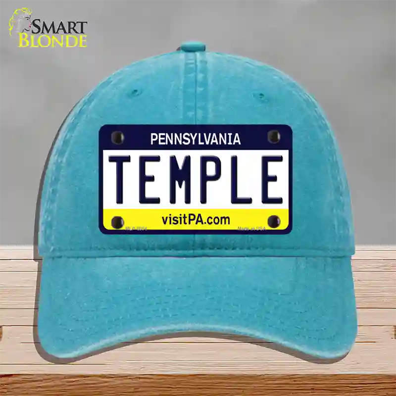 Temple Pennsylvania State Novelty License Plate Hat Unconstructed Cotton / Lake Blue