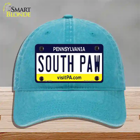 South Paw Pennsylvania State Novelty License Plate Hat Unconstructed Cotton / Lake Blue
