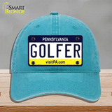 Golfer Pennsylvania State Novelty License Plate Hat Unconstructed Cotton / Lake Blue