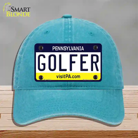 Golfer Pennsylvania State Novelty License Plate Hat Unconstructed Cotton / Lake Blue