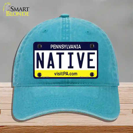 Native Pennsylvania State Novelty License Plate Hat Unconstructed Cotton / Lake Blue