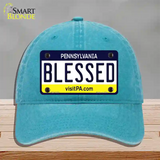 Blessed Pennsylvania State Novelty License Plate Hat Unconstructed Cotton / Lake Blue