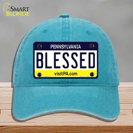 Blessed Pennsylvania State Novelty License Plate Hat Unconstructed Cotton / Lake Blue