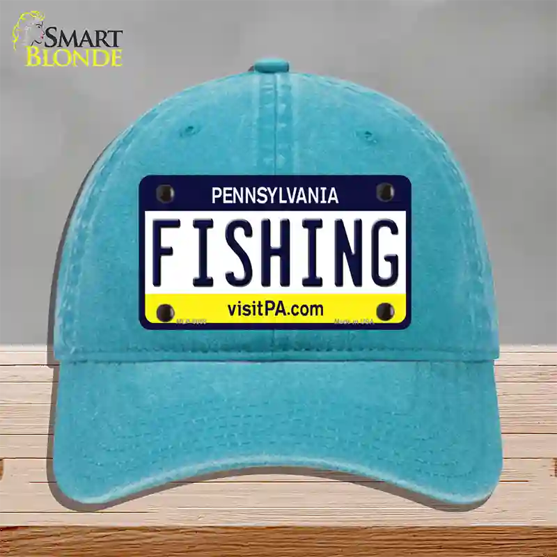 Fishing Pennsylvania State Novelty License Plate Hat Unconstructed Cotton / Lake Blue