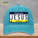 Jesus Pennsylvania State Novelty License Plate Hat Unconstructed Cotton / Lake Blue