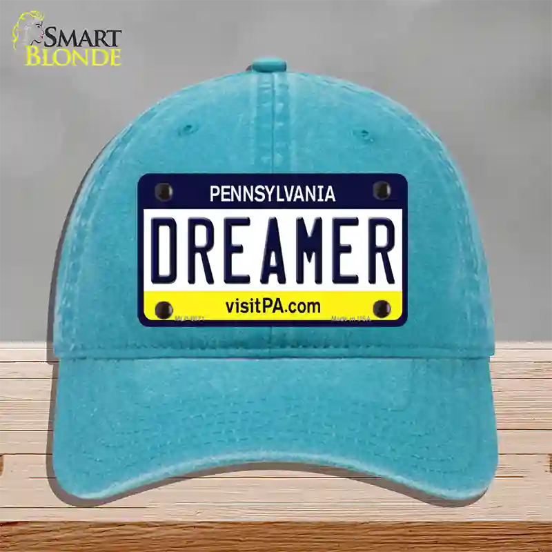 Dreamer Pennsylvania State Novelty License Plate Hat Unconstructed Cotton / Lake Blue