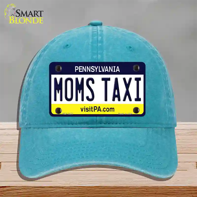 Moms Taxi Pennsylvania State Novelty License Plate Hat Unconstructed Cotton / Lake Blue