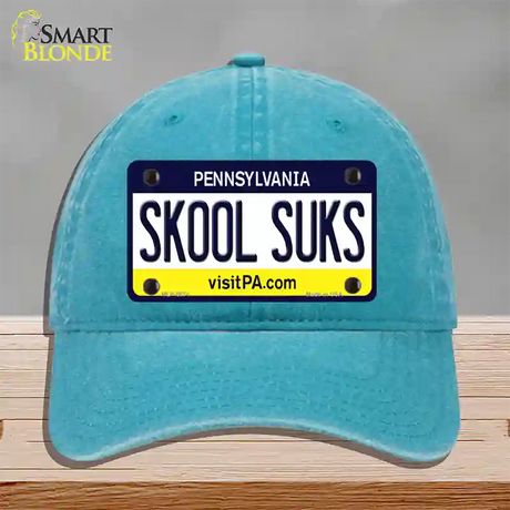 Skool Suks Pennsylvania State Novelty License Plate Hat Unconstructed Cotton / Lake Blue