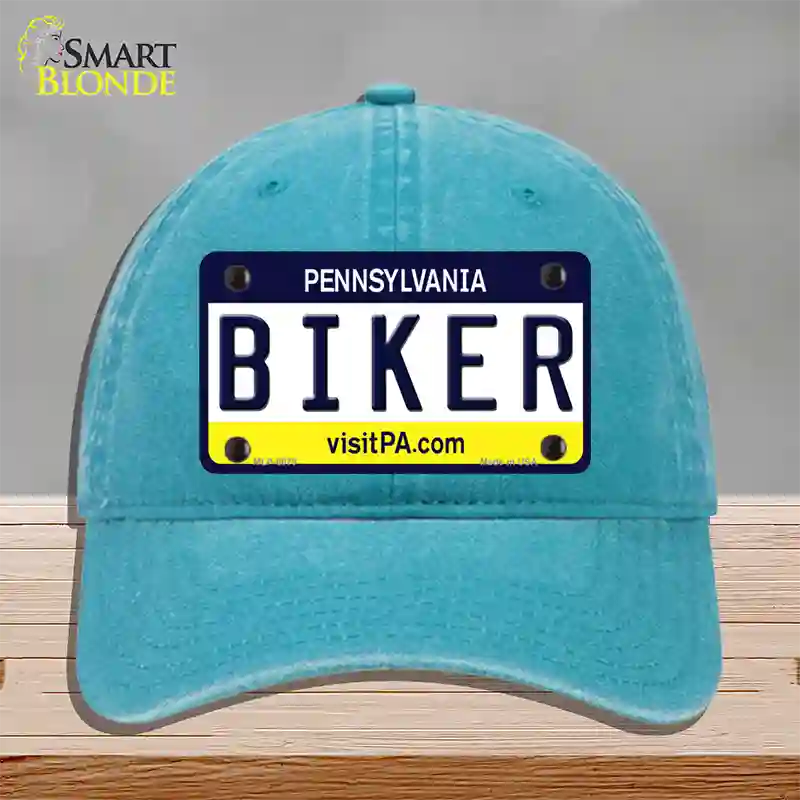 Biker Pennsylvania State Novelty License Plate Hat Unconstructed Cotton / Lake Blue