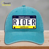 Rider Pennsylvania State Novelty License Plate Hat Unconstructed Cotton / Lake Blue