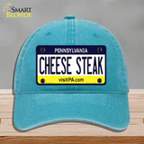 Cheese Steak Pennsylvania State Novelty License Plate Hat Unconstructed Cotton / Lake Blue