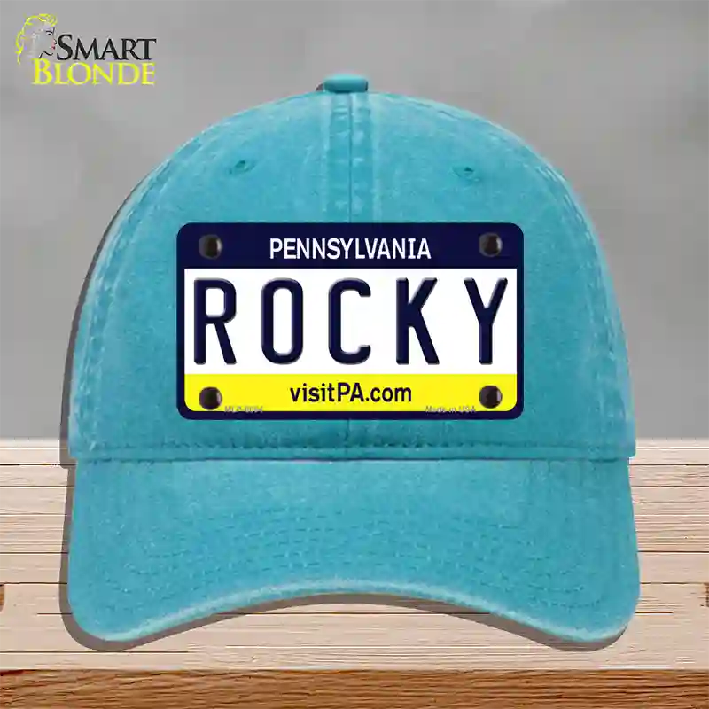 Rocky Pennsylvania State Novelty License Plate Hat Unconstructed Cotton / Lake Blue