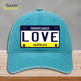 Love Pennsylvania State Novelty License Plate Hat Unconstructed Cotton / Lake Blue