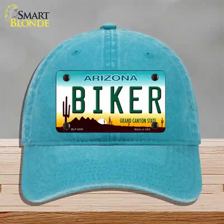 Arizona Biker Novelty License Plate Hat Unconstructed Cotton / Lake Blue