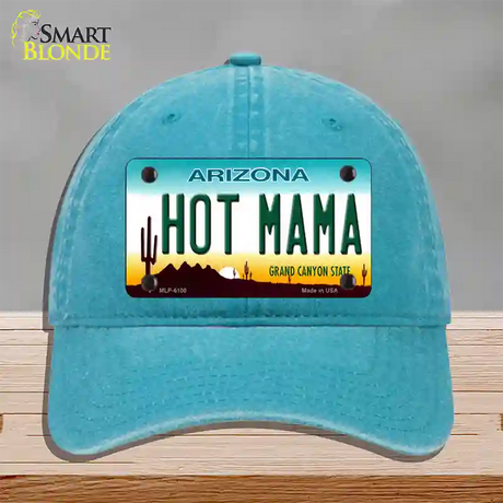 Arizona Hot Mama Novelty License Plate Hat Unconstructed Cotton / Lake Blue