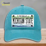 Michigan State Novelty License Plate Hat Unconstructed Cotton / Lake Blue