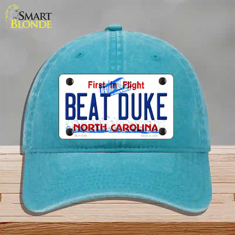 Beat Duke North Carolina Novelty License Plate Hat Unconstructed Cotton / Lake Blue