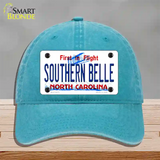 Southern Belle North Carolina Novelty License Plate Hat Unconstructed Cotton / Lake Blue