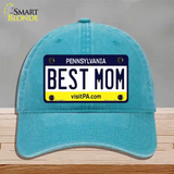 Best Mom Pennsylvania State Novelty License Plate Hat Unconstructed Cotton / Lake Blue